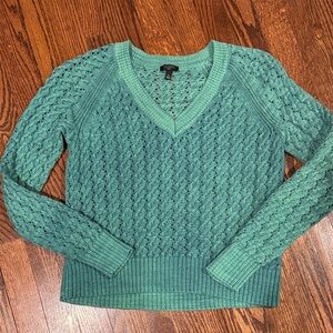 Talbots V Neck 100% Cotton Woven Sweater Size Small Petite